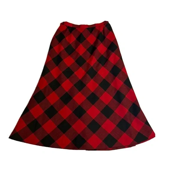 Talbots Skirts Talbots Vtg Wool Red Black Buffalo Plaid Check